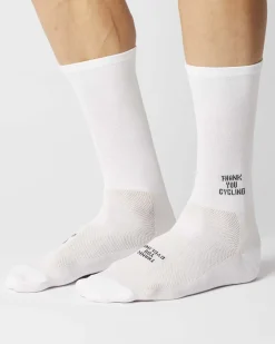 Fingerscrossed Sock Iconic Thank You Cycling White